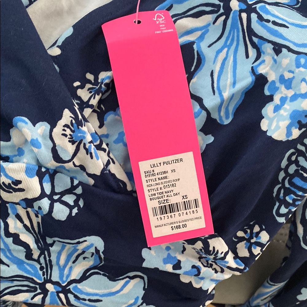 Lilly Pulitzer Navy and Light Blue Floral Romper